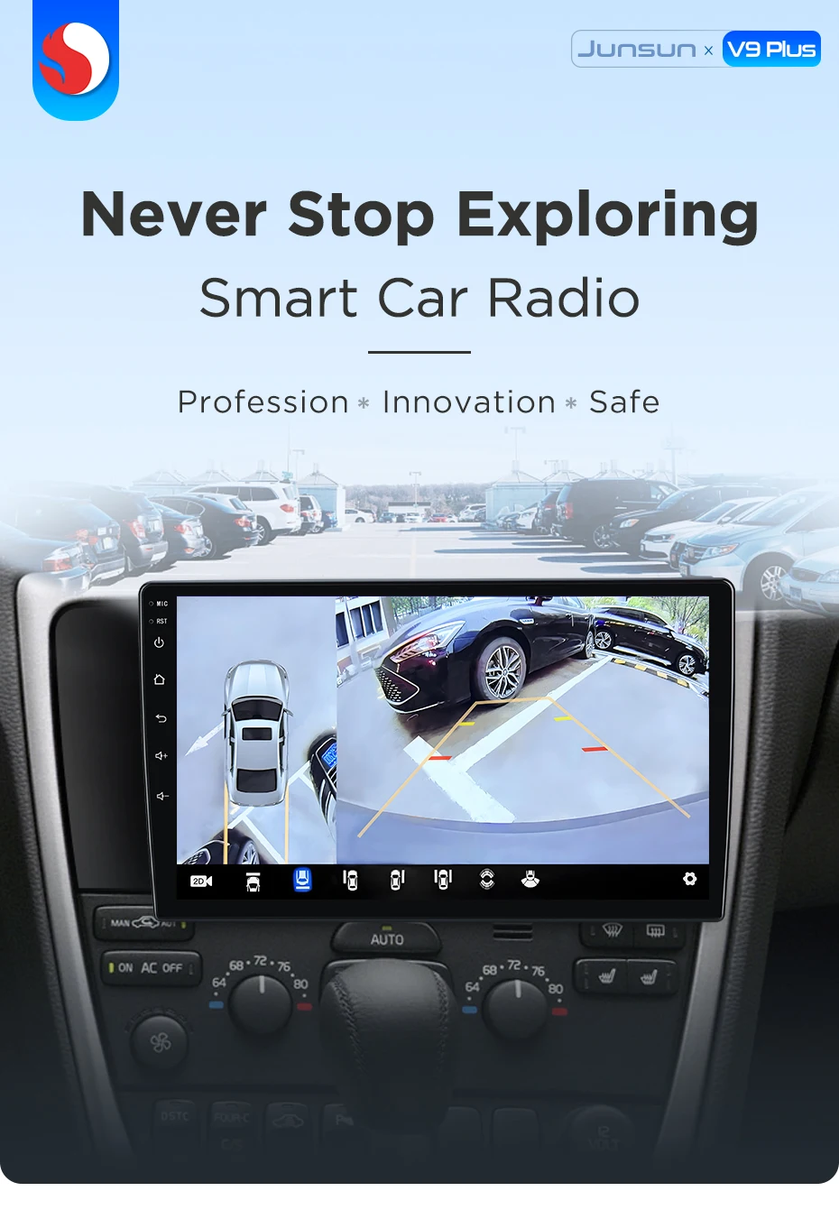 Junsun Kabelloses CarPlay Apple Android Auto Autoradio für Volvo XC70 V70 S60 2004-2014 GPS Auto-Multimedia 2 Din Radio 360-Grad-Kamera Eingebaute Cloud ESIM 4G – Detail 2