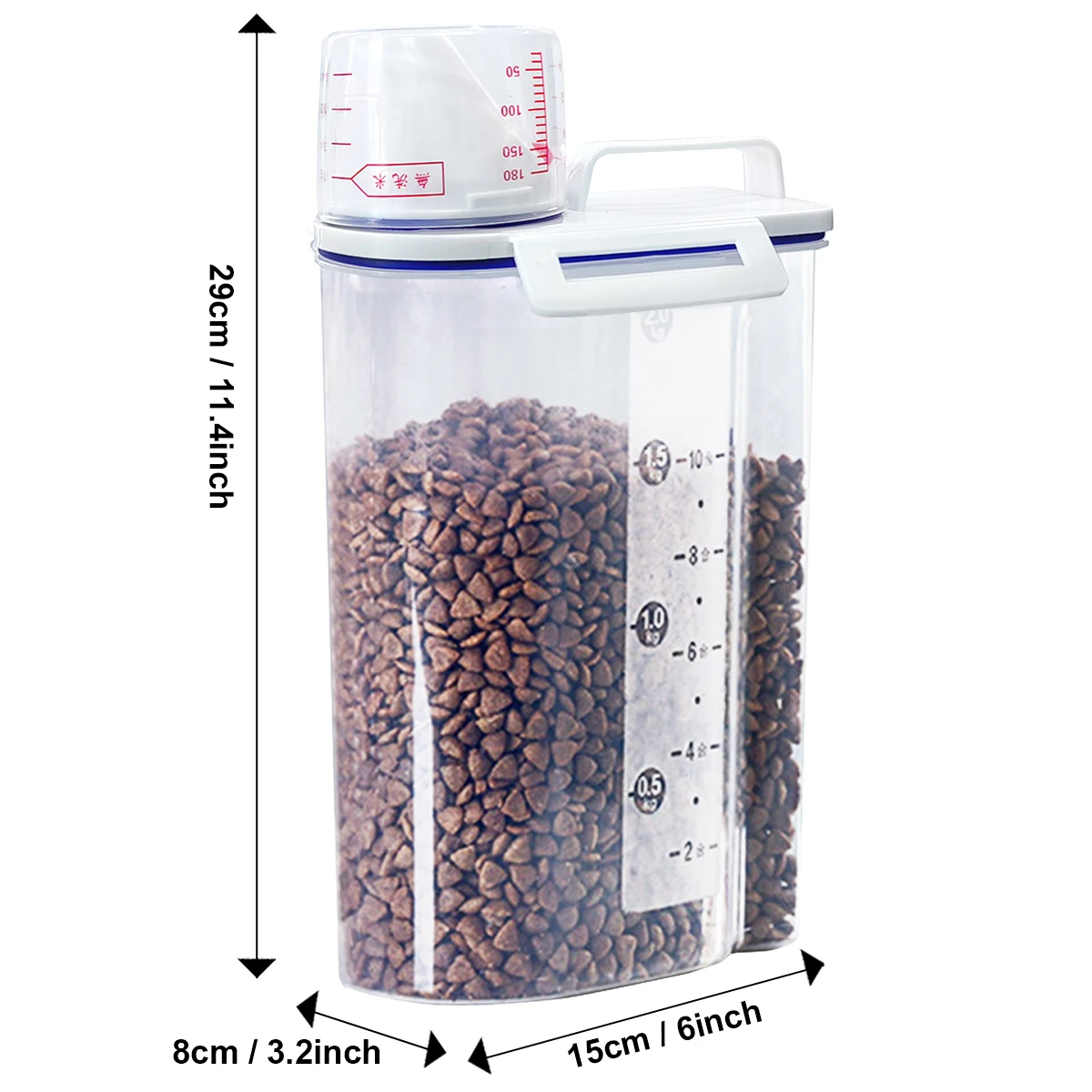 Moisture-Proof Pet Food Storage Container with Measuring Cup - Keep Your Pet's Food Fresh and Organized