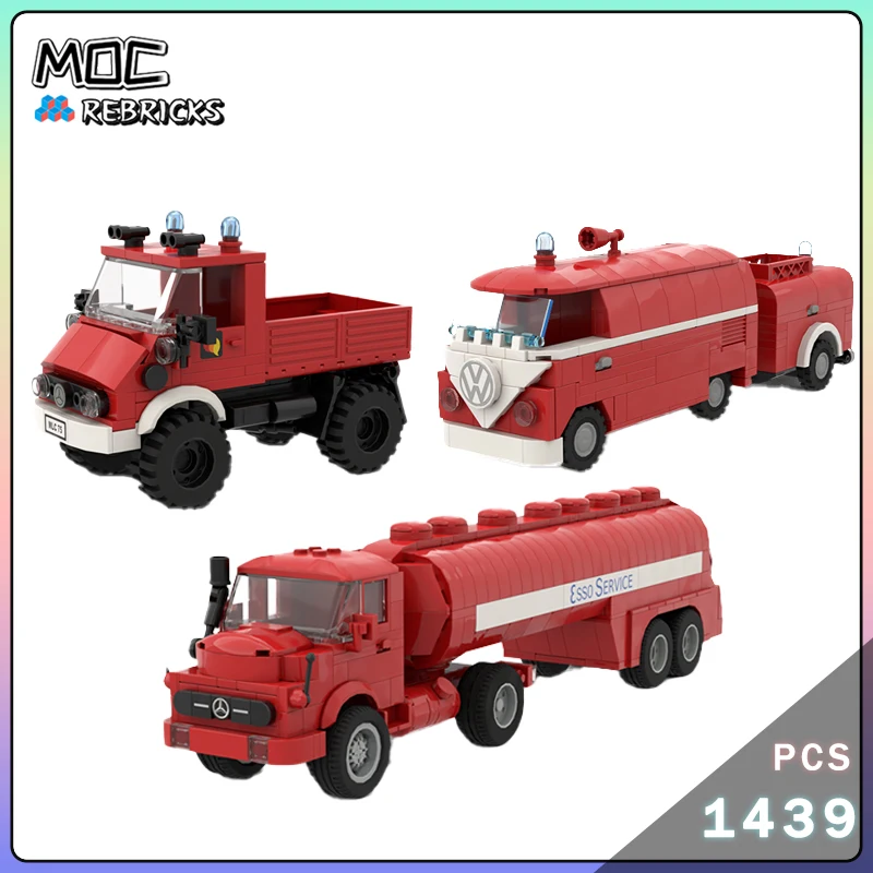 

MOC Unimog 406 Homage to 650-2 Esso Tanker T1 Fire Truck Building Blocks DIY Model Originality Bricks Boy Toy Holiday Gifts