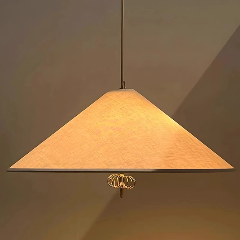 

Denmark Taper White Fabric Ceiling Pendant Lights Gold All Copper Hanging Lamp Living Room Bedroom Restaurant Kitchen Chandelier