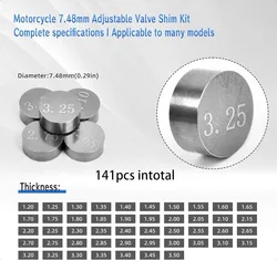 7.48mm Valve Shim Kit 1.20mm-3.50mm for Suzuki RMZ SV GS AN for Kawasaki ZX KX KL for Honda VF ST GL for Yamaha WR  for Honda