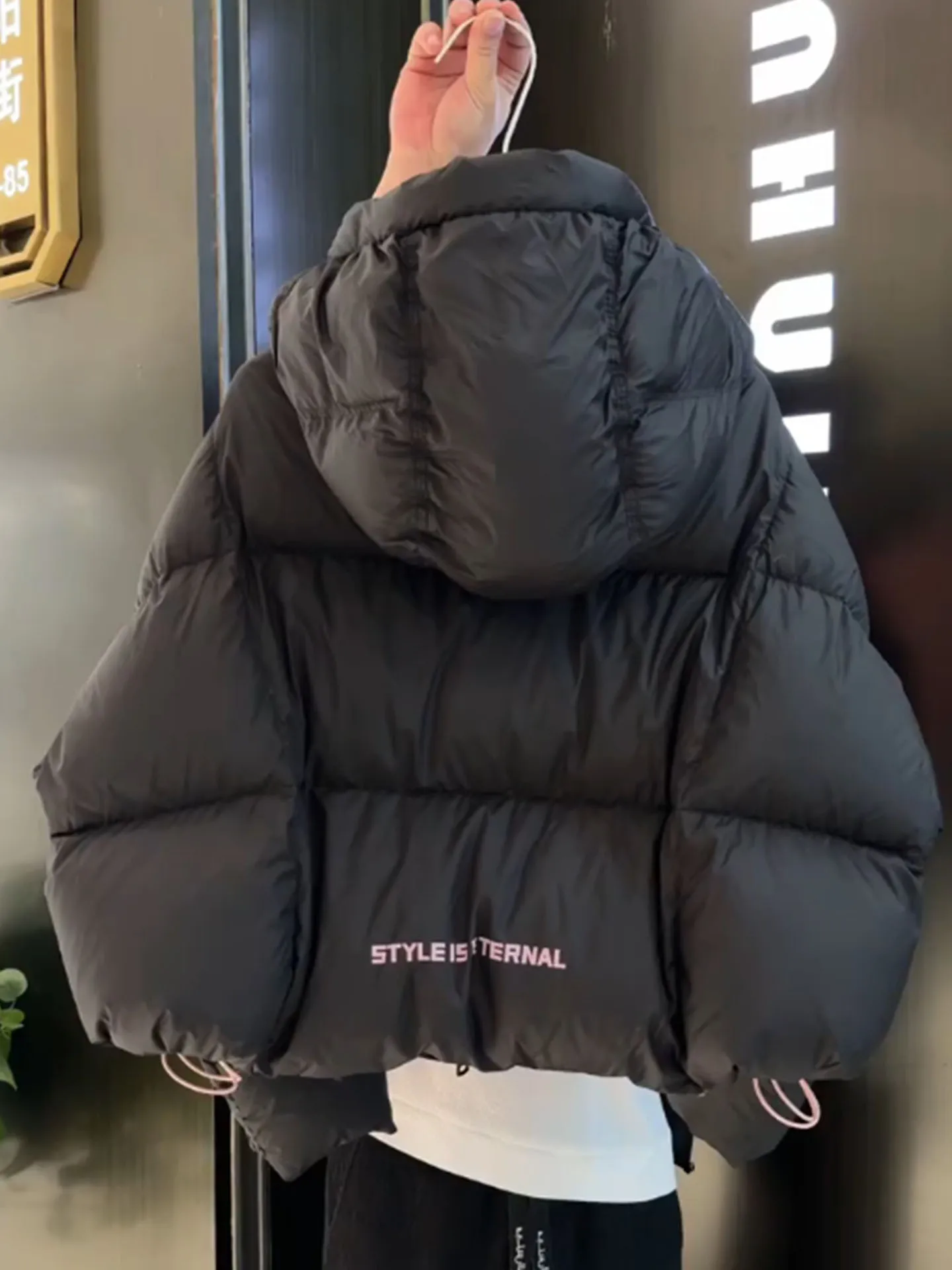 

Sli ort Bla Женский пуховый Jaet Теплый Thiened Bread Sle Корейская версия Полиэфирное волокно Белый Du down Filling