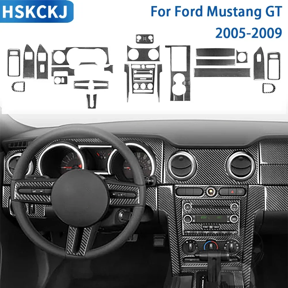 For Ford Mustang GT 2005 2006 2007 2008 2009 Accessories Carbon Fiber Car Interior Door Console Gear AC Vent Panel Trim Sticker