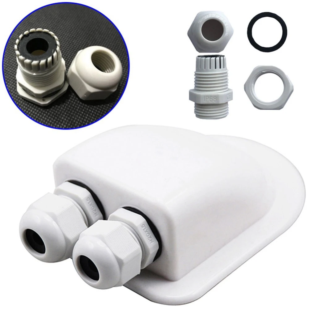 

#845R Double Wire Entry Gland Box Solar Panel Roof Wire Gland Box Cable (White)