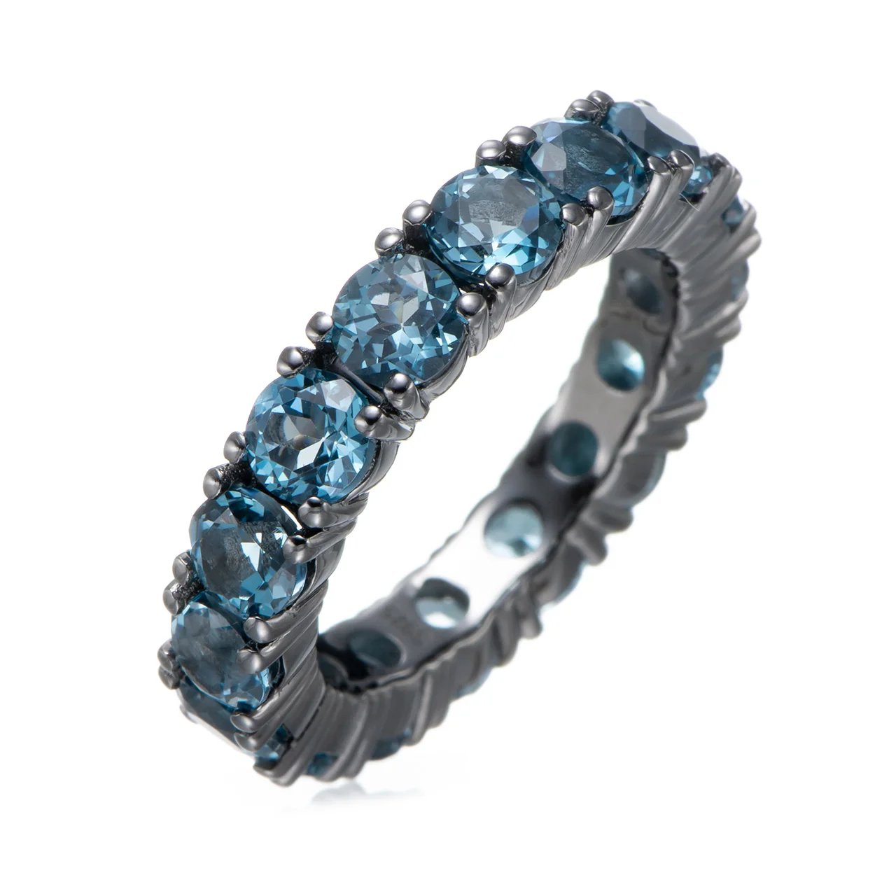 

4mm London Blue Topaz Black-Rhodium Over Sterling Silver Ring