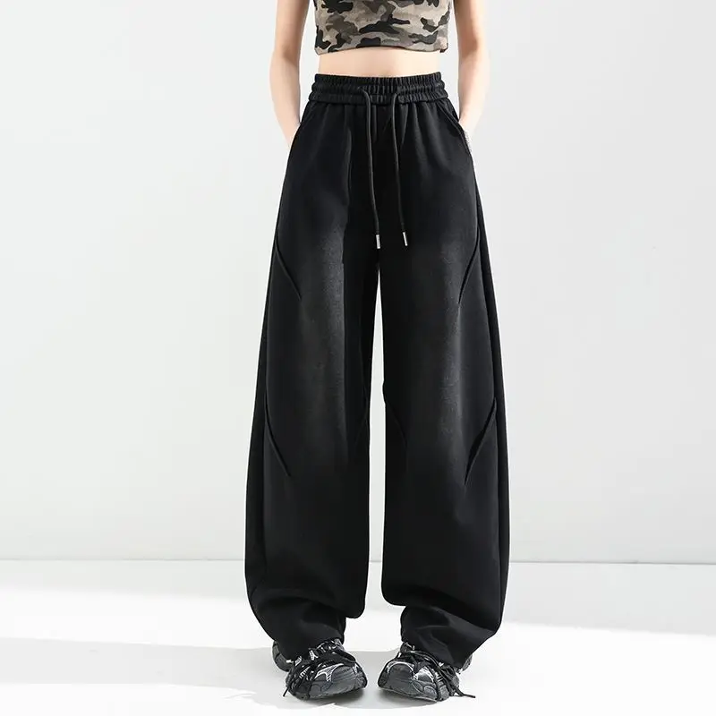 Tie dye gradient curved knife pants women 2026 spring new American style high waist loose fit casual trendy wide leg pants