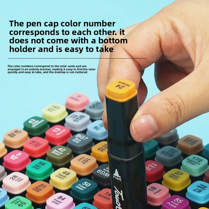 24/30/36/80 لونًا علامات رسم احترافية طرف مزدوج علامات رسم فنية دائمة لمستلزمات المدرسة التوضيحية