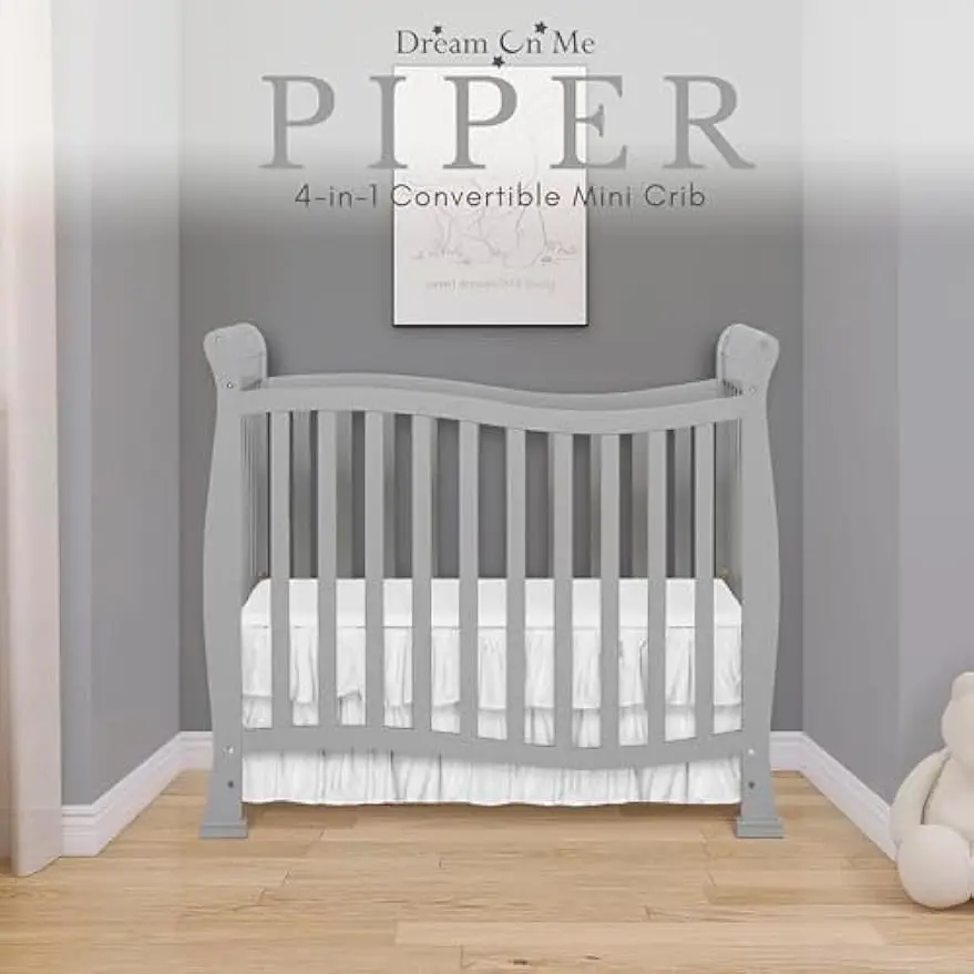 4-in-1 Convertible Mini Baby Crib & Changer with Storage, Adjustable Mattress, Compact Design for Small Spaces