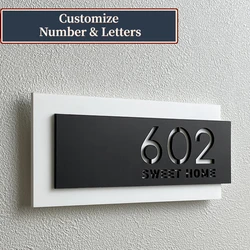 Acrylic Modern Door Plate  3D Laser Cutting Letters Customize House Number Family Name Address For Apartment Villa hotel Shop
