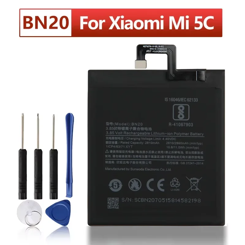 

Сменный аккумулятор BN20 на 2024 годы для телефона Xiaomi Mi 5C M5C, аккумулятор 2860 мАч