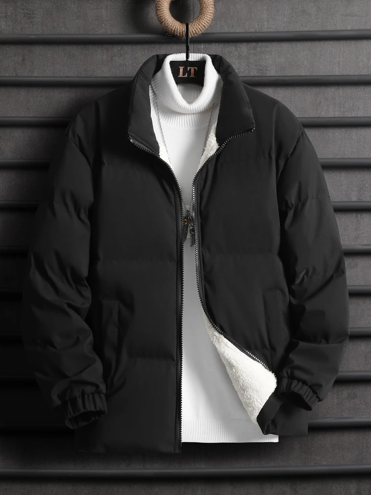 

Мужская зимняя утепленная куртка на флисовой подкладке с воротником из овечьей шерсти, большого размера, с хлопковым наполнителем, в стиле пуховик, для защиты от холода