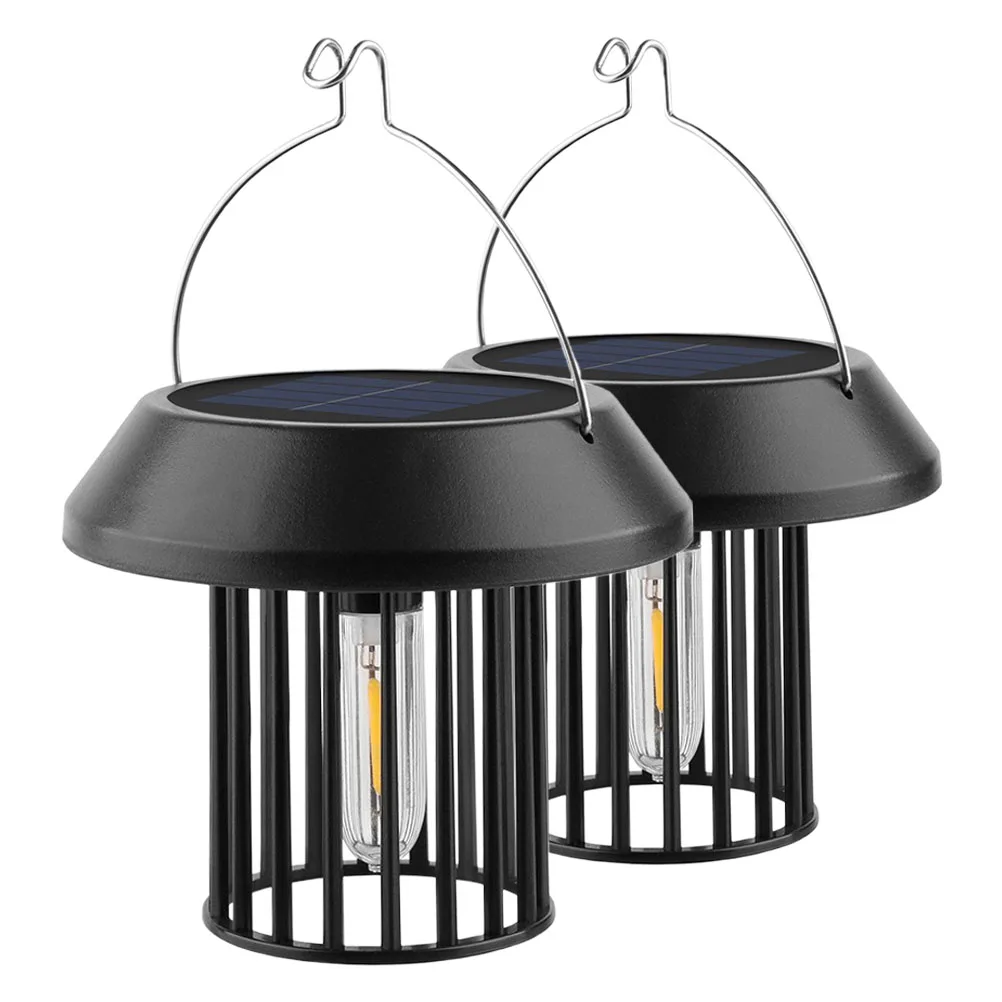 

2PCS Solar Outdoor Hanging Lanterns Weather Resistant Courtyard Garden Yard Patio Fence Park Night Light Warm Ambiance