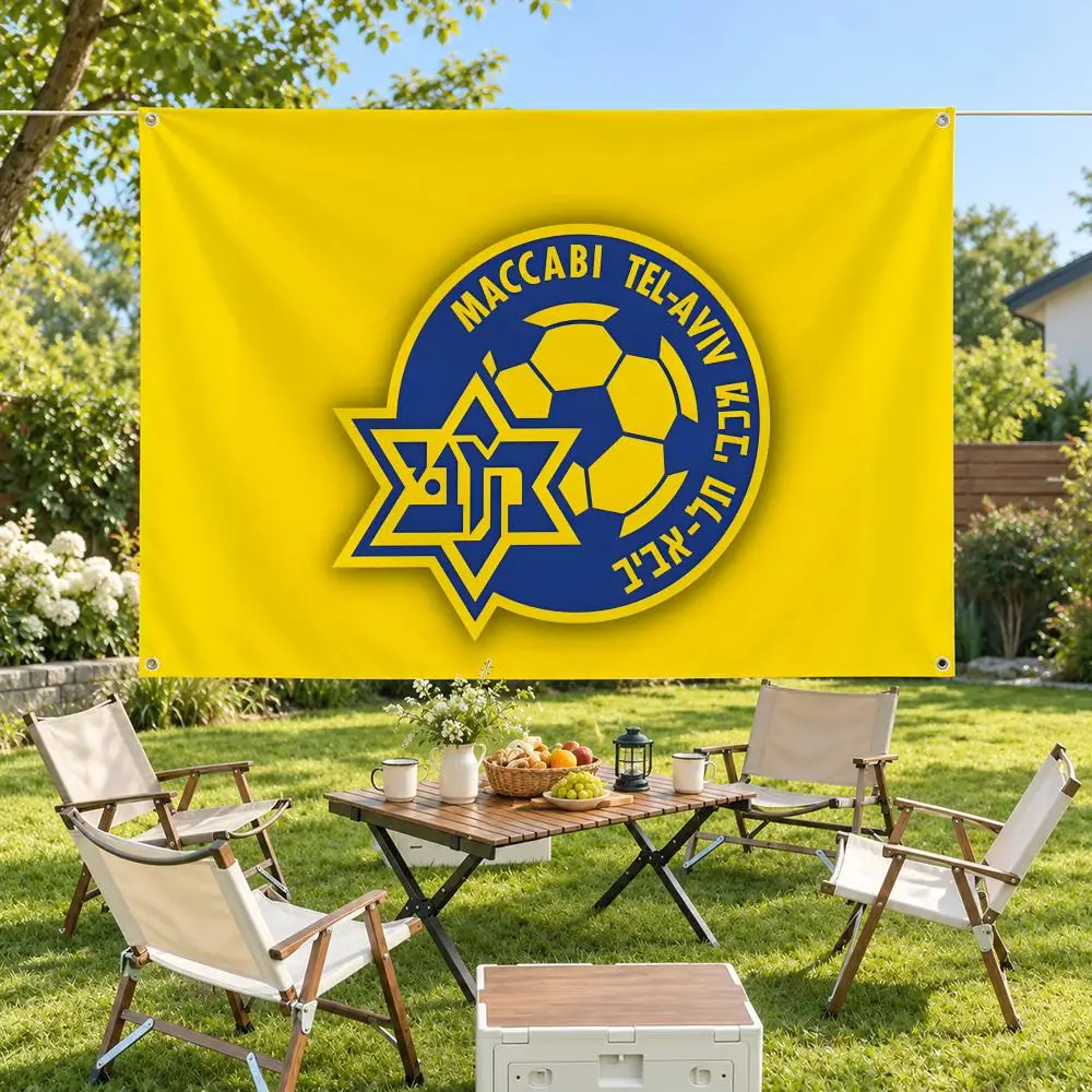 Football Club Maccabi Haifa Flags Modern Fabric Banner Pennants Bedroom Garden Party Birthday Wall Ornament Decor