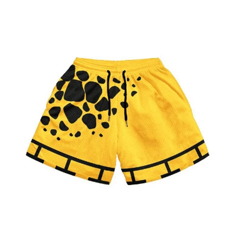 Shorts esportivos anime Luffy secagem rápida masculino, fundo de praia, treino de treino, calça de ginástica fitness, verão 1 pc