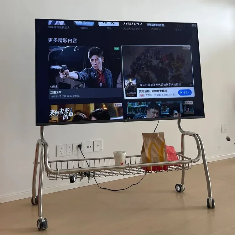 Stainless steel TV bracket, metal belt wheel removable living room, home monitor bracket, hanger, screen within 70 inches