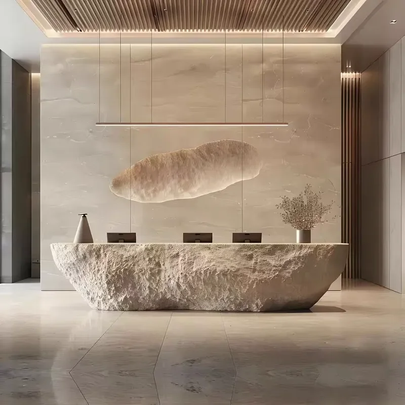 Custom Modern White Fiberglass Reception Counter Office Front Desk Design