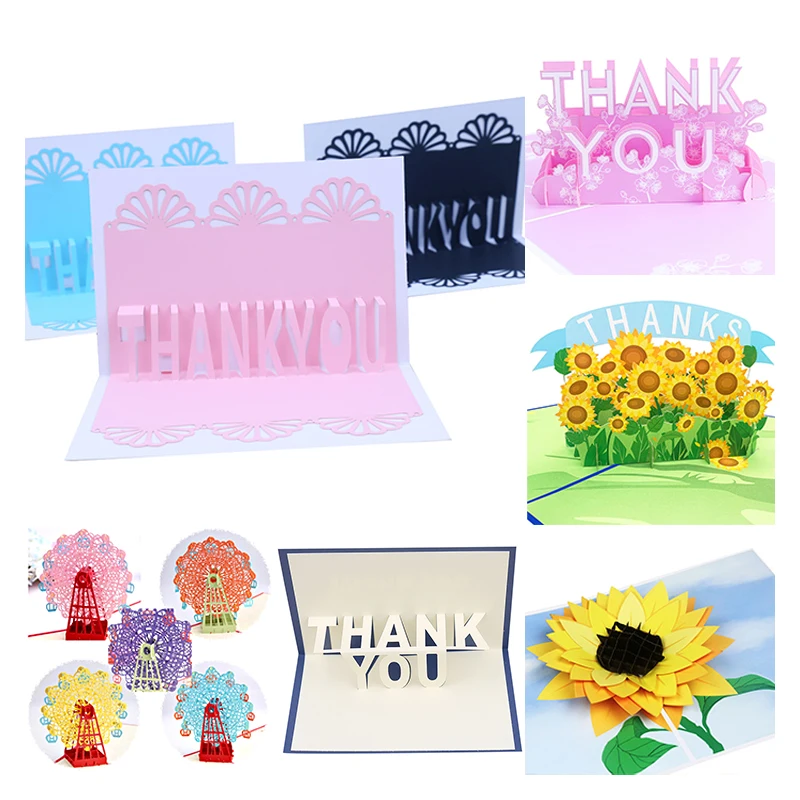 3D Pop Up Thank You Card with Envelope for All Occasions, Blessing Card, Thinking of You, Birthday Gift, Sympathy Card