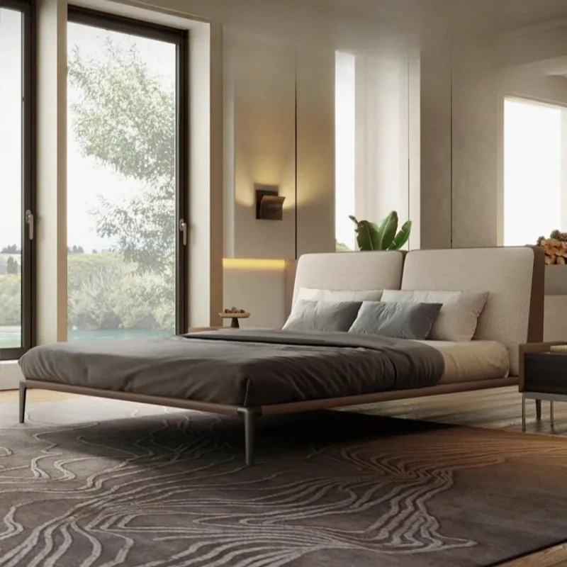 

Master bedroom queen bed Park Park bed Designer villa light luxury high-end cotton and linen fabric double bed