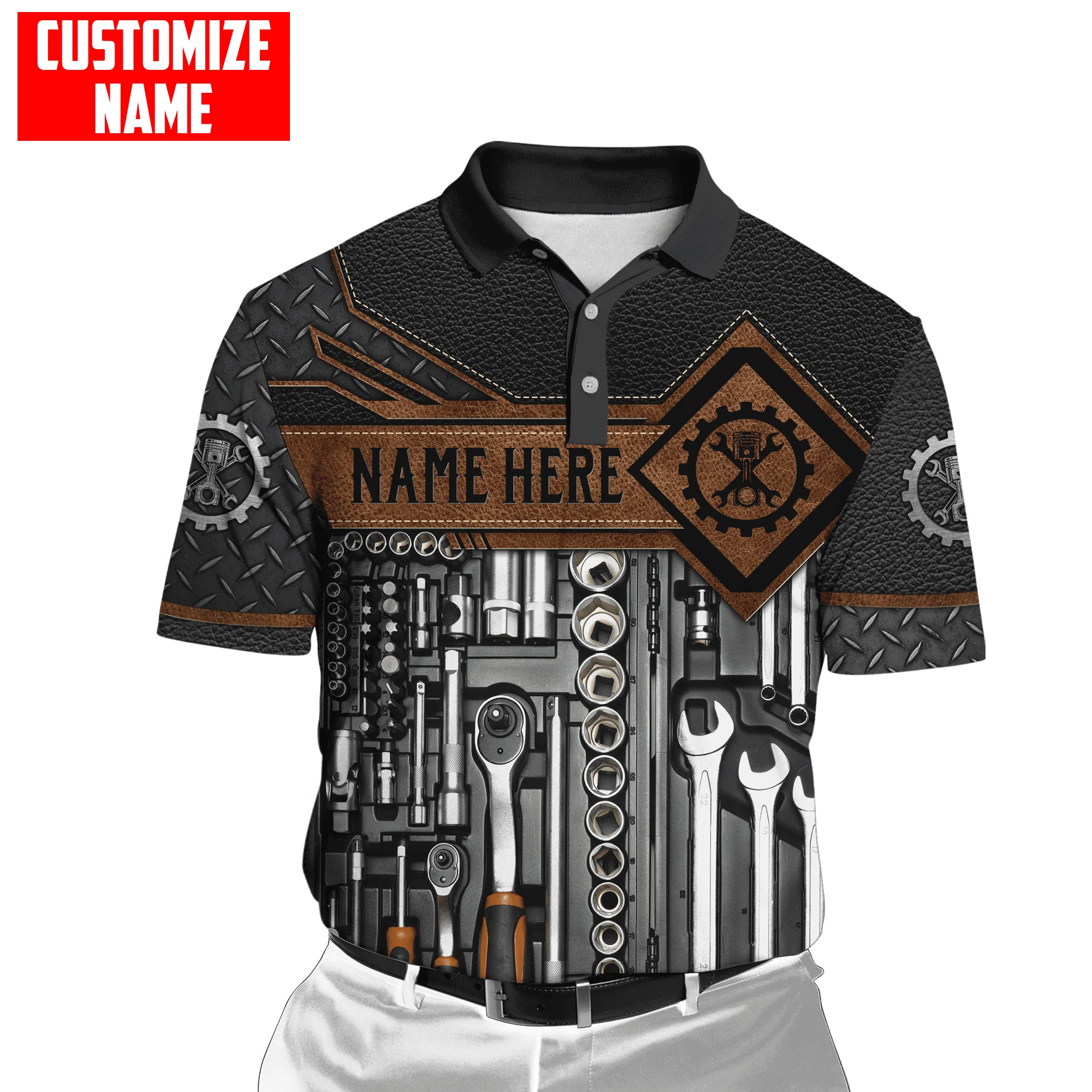 Personalized Name Mechanic 3D All Over Printed Mens Polo Shirt Summer Short Sleeve t-shirt Street Casual POLO shirt tops WK12