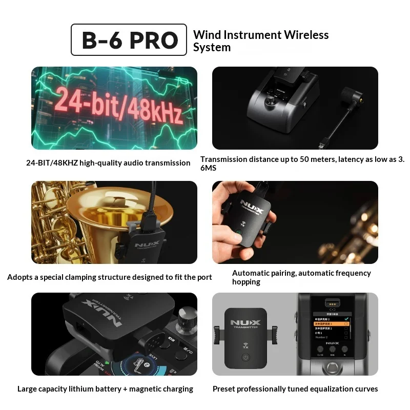 ميكروفون NUX B6 PRO الساكسفون اللاسلكي لاقط الأداء الخارجي ميكروفون احترافي #2