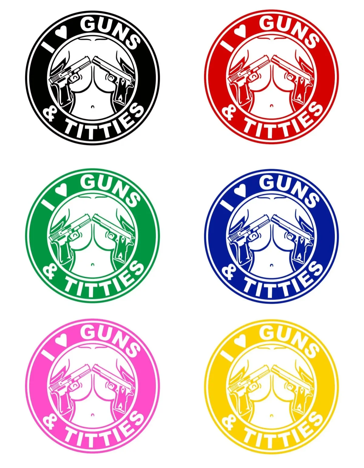 

Creative I Love Guns and Titties Car Stickers Car Body Window Bumper Waterproof Vinyl Decal Auto Sticker Car Accessories