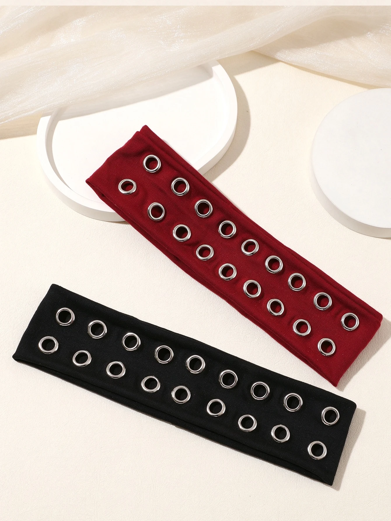 3pcs Y2K Punk Style Metal Eyelet Wide Band Women's Headband, Street Sports Running, Photography Atmosphere Hair Accessory