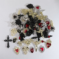 ﻿ 10pcs Halloween Random Style Charms Gothic Cross Heart Skull Charms Pendant DIY Handmade Earrings Jewelry Accessories