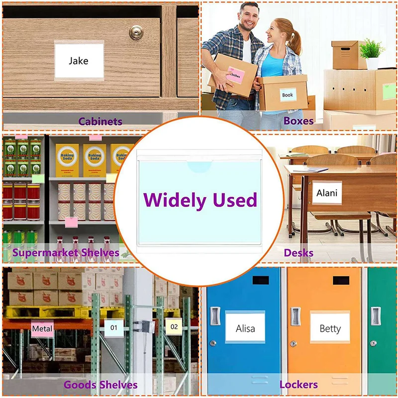 144Pcs Self-Adhesive Label Card Holder Index Pockets Holder 6X8.5Cm Clear Plastic Card Holder Adhesive Label Holder