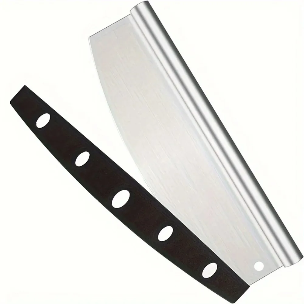 Durable 14 Inch Pizza Cutter Curved with Cover Pizza Slicer Semi Circular Rocker Blade Pie Cutter Cake