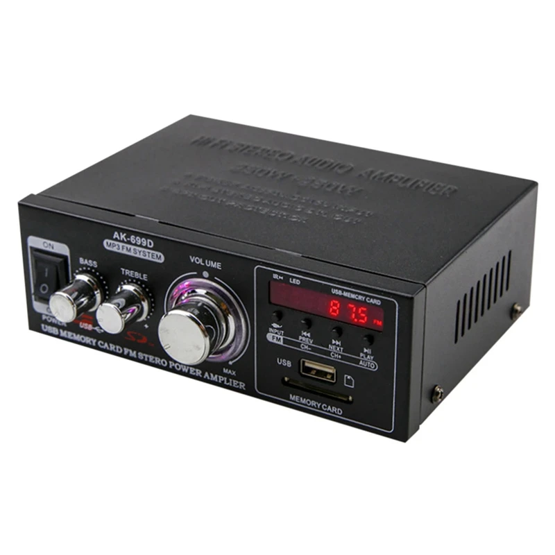 

220V High-Power Bluetooth Home Power Amplifier Suitable For Speaker Card U Disk Radio Power Amplifier(US Plug)