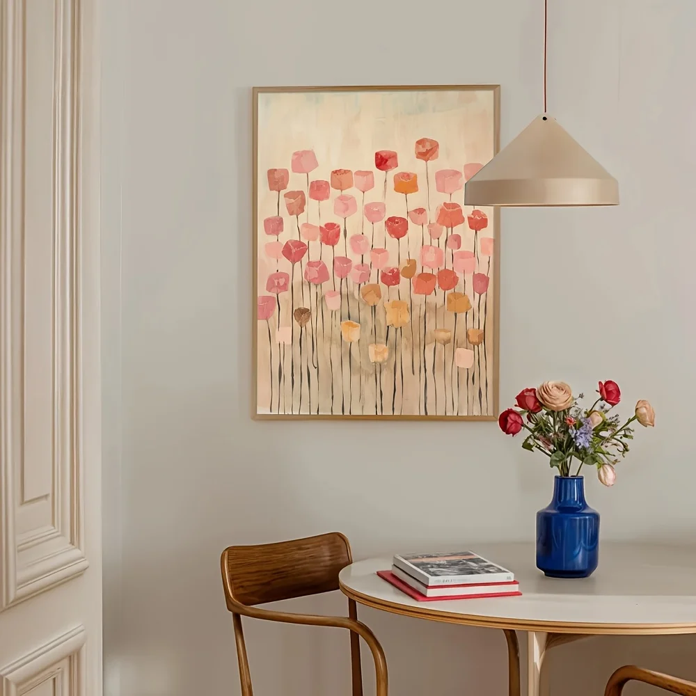 No Framed Japandi Vintage Botanical Floral Wall Art Poster Canvas Print Mid-Century Wabi Sabi Abstract Flower Rustic Painting fo