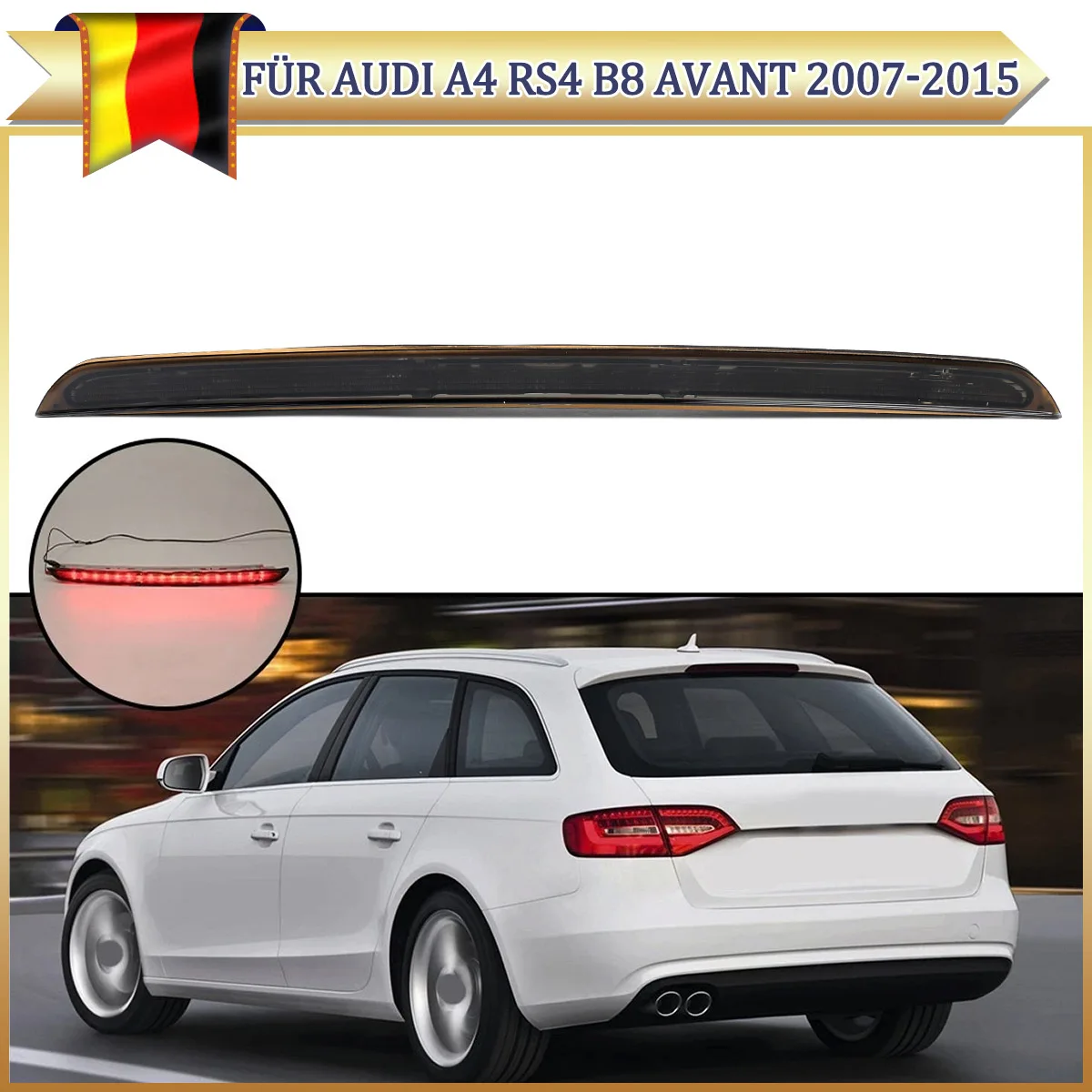 

For Audi A4 B8 8K Avant Petrol Estate 2008 2009 2010 2011-2016 Rear Center High-Mount Stop Lamps Brake Light