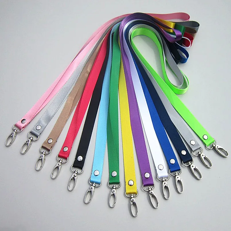 50 Pcs Pure color Lanyards for keys ID Card Gym Mobile Phone Straps USB badge holder DIY Hang Rope Lariat Lanyard