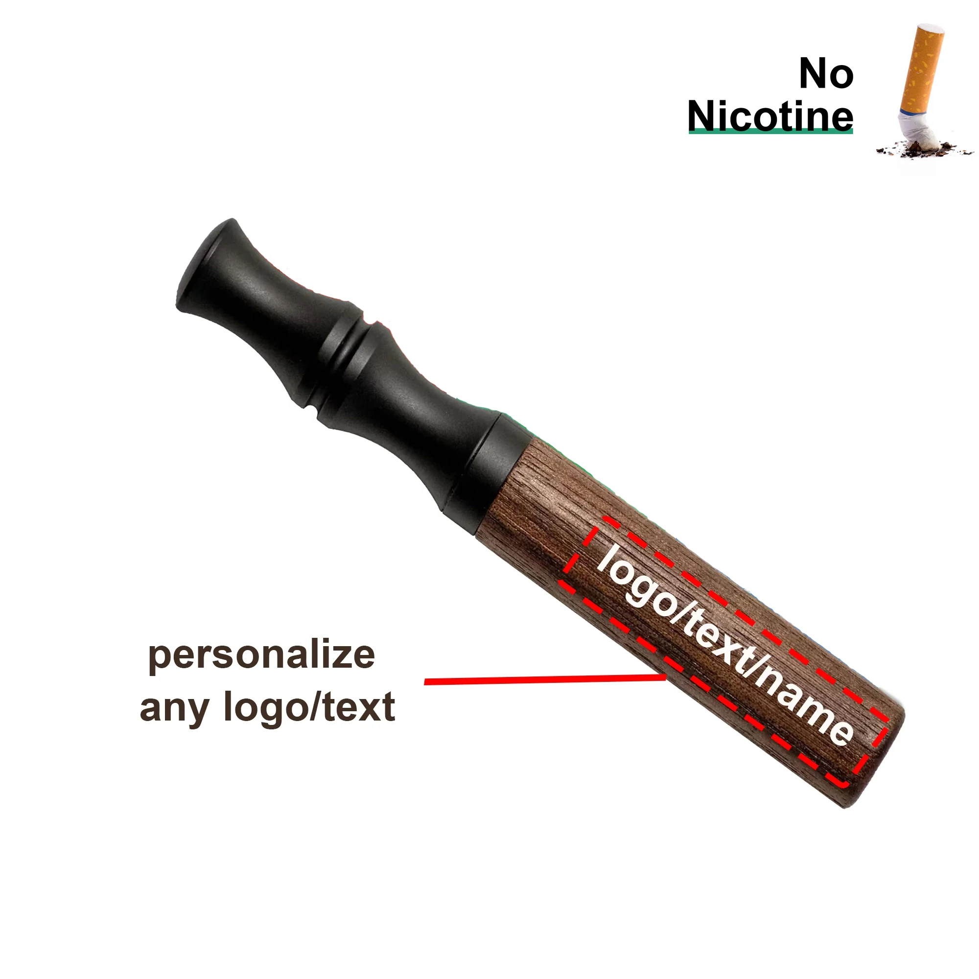 Boquilla de inhalador para dejar de fumar, palo de aromaterapia de madera con núcleo de sabor, sin nicotina, sin humo, logotipo de nombre personalizado