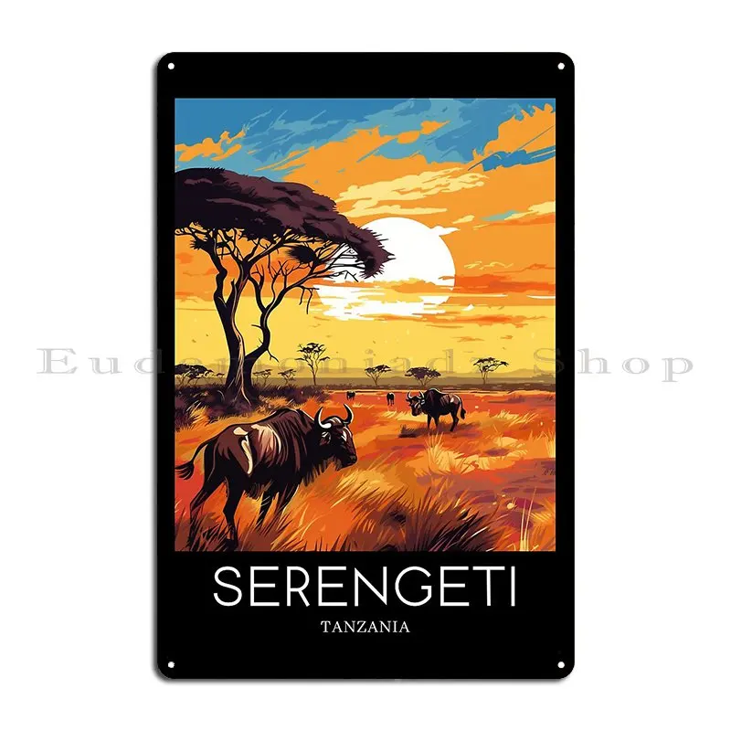 A Pop Art Travel Print Of The Serengeti National Park Tanzania Metal Plaque Poster Designing Cinema Create Tin Sign Poster