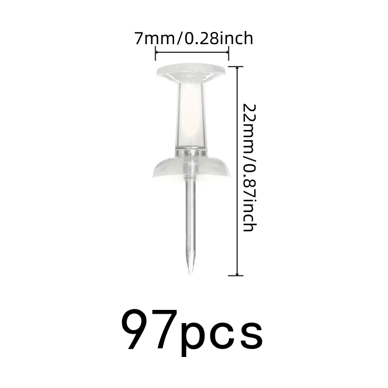 97 pcs Clear Map Pins, Non-Damage Wall Safe, suitable for Home Photo Display, Transparent Clear Head