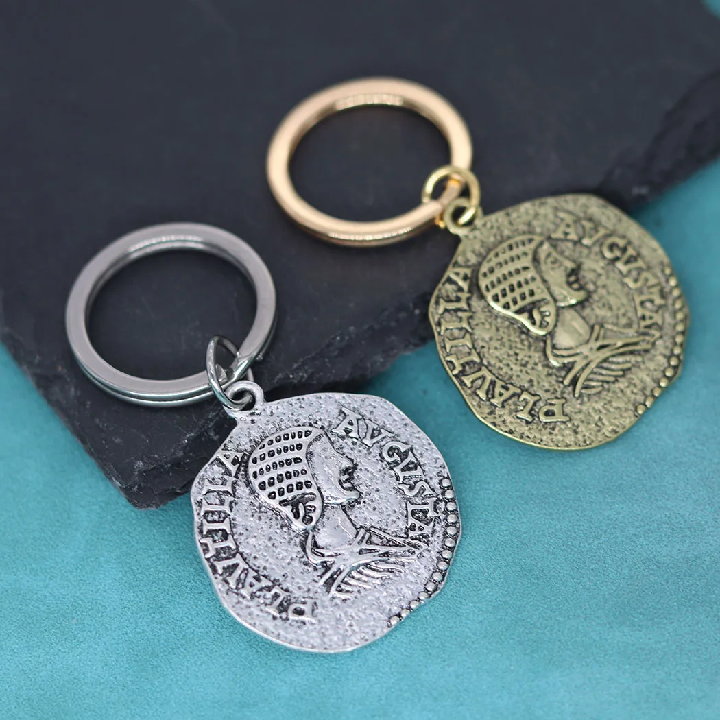 Ancient Rome Engraved PLAUTILLA AVGVSTA Rome Coins Pendants Keychain Denier Coin Key Chains Keyring For Men Women