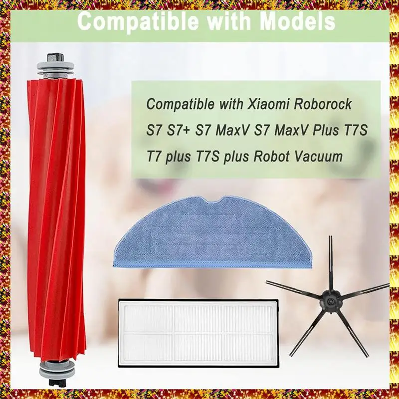 قطع غيار قماشية لمرشح Hepa فرشاة جانبية لشاومي Roborock S7 S7 + S7 Maxv، S7 Maxv Plus T7S T7 Plus T7S Plus