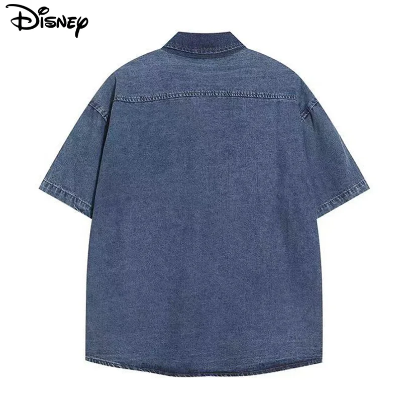 Disney 2024 New Arrival Top Fashion Cotton Embroidery Mickey Mouse Loose Ins Cartoon Large Size Casual Cowboy Shirts