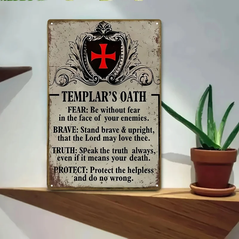 Metal Wall Art Templar Knights Cross Iron Sign 8x12in Religious Gift for Home Club Outdoor 1PC