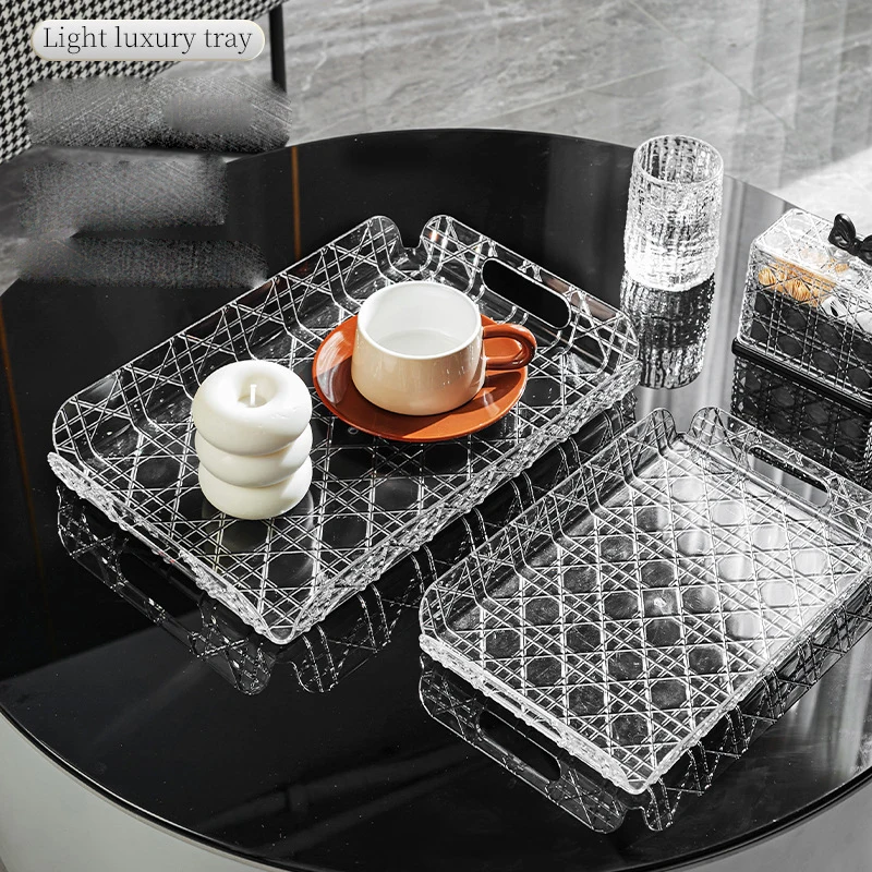 

Plastic Grid Patterned Tea Tray Rectangular Household Storage Tray Tea Set Cup Water Cup Storage Tea Tray Home Decoration ZF995