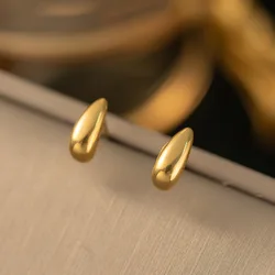 Stainless Steel Small Water Drop Stud Earrings For Women Girls Gold Color Minimalism Fashion Ear Jewelry Party Gifts Wholesale