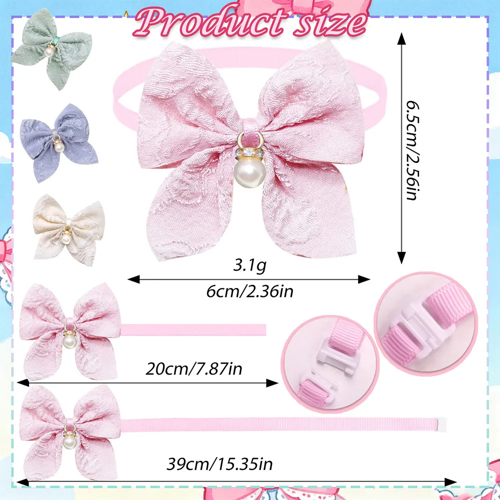 20/40PCS Pearl Dog Bowties Fashion Adjustable Dog Bow Ties Collars Mixed Colors Pet Neck Accessories For Dogs and Cats