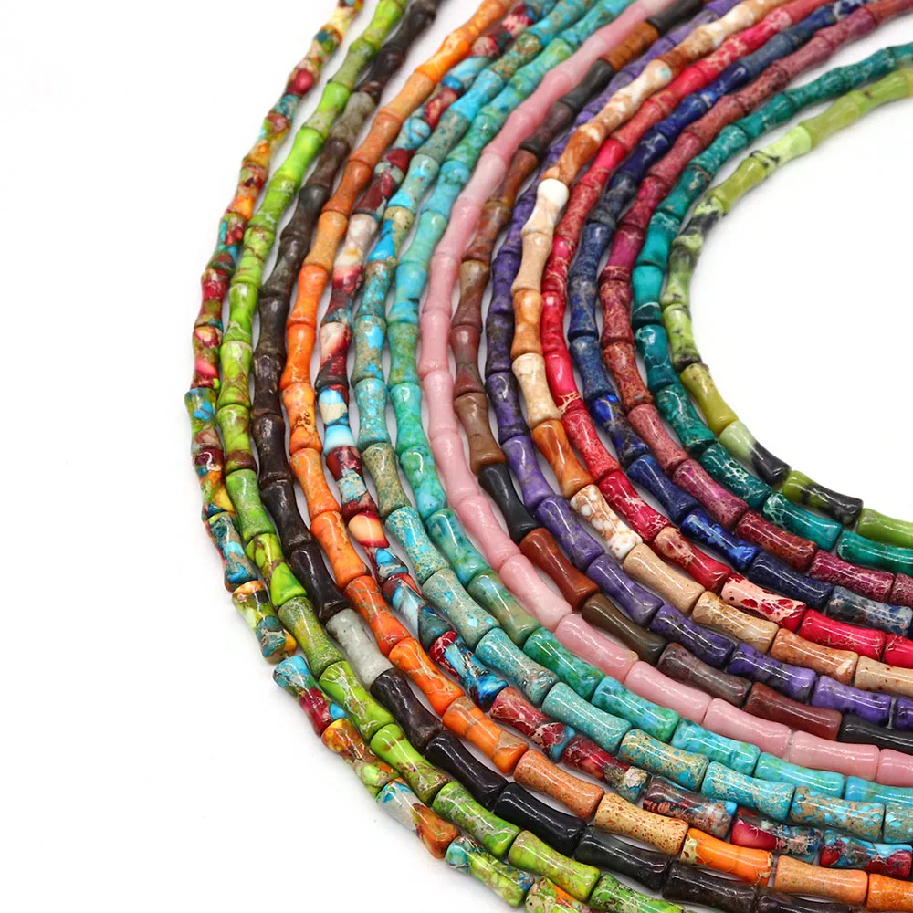 1strand 5x12mm Natural Stone Emperor Beads Gem Column Drum Rondelle Square Loose Beads for Jewelry Making DIY Bracelet Handmade
