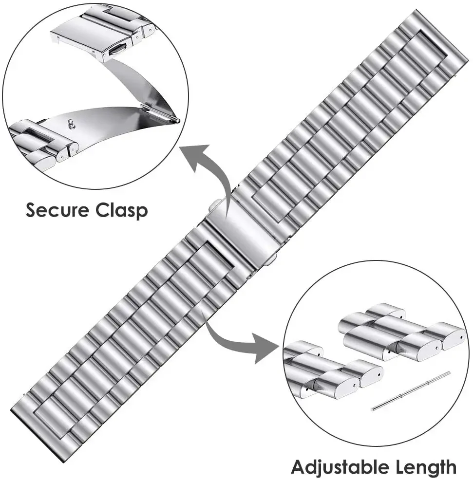 22mm Metal Stainless Steel Strap for Xiaomi Watch 5/S5-4-3 Oppo Watch S/X3 Breathable wristband for Oneplus Watch Lite/3/4 belt
