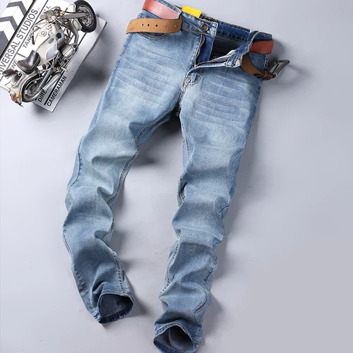 Imagen 2 del producto Pantalones vaqueros informales de negocios clásicos para hombre, pantalones vaqueros elásticos ajustados Retro a la moda, pantalones de lujo de alta calidad, ropa para hombre 2025