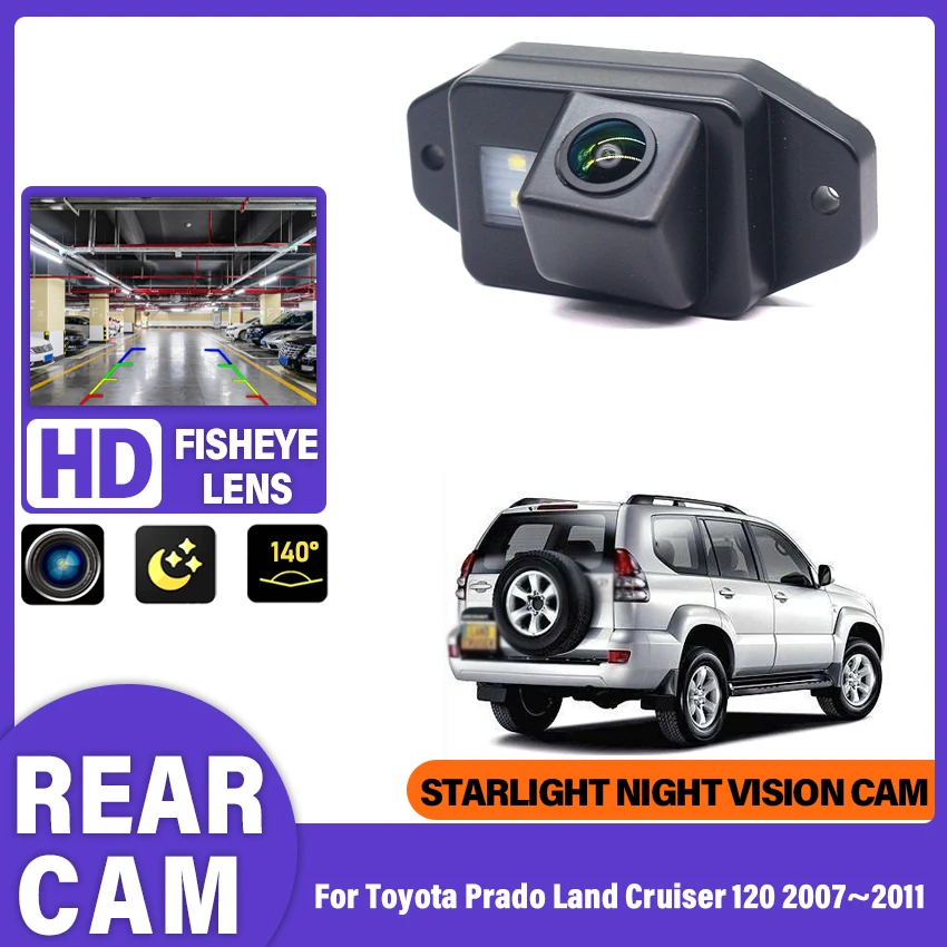 Rückfahrkamera HD Fisheye-Objektiv Nachtsicht Kennzeichenbeleuchtung Autozubehör für Toyota Prado Land Cruiser 120 2007~2011