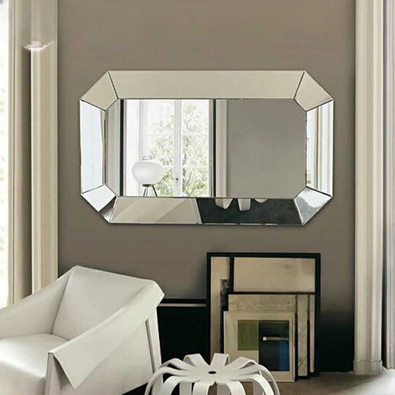 Wall-mounted Stereoscopic Mirror Polygon Vanity Mirror Bathroom Fashion Enigma Full-body Full-length