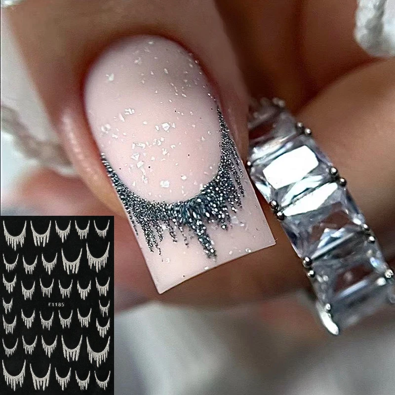 Gold/Silver Gradient Color Line Design French Nail Art Stickers Self-Adhesive ail Tips Guides for DIY Decoration Stencil Tools
