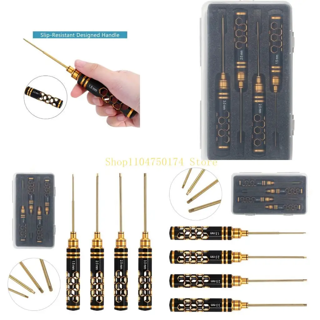 

4 Piece Screwdriver Set Coated Tip Honeycombs Handle Allen Wrench 1.5/2/2.5/3.0mm for Remote Control Car top sale